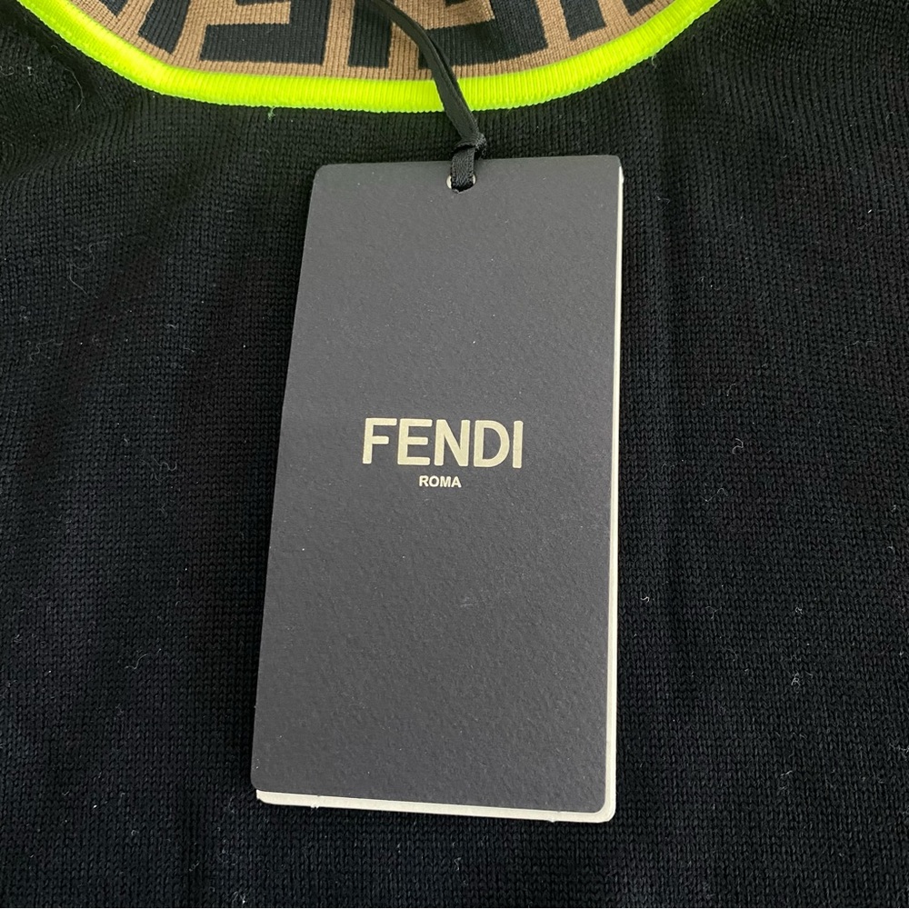 Fendi Zucca Print Merino Wool Turtleneck Sweater Black Neon Italy Fashion Logo - Picture 9 of 12